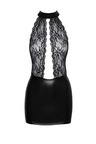 Noir Handmade F279 Kurzes Powerwetlook Kleid mit Spitze XL von Noir Handmade