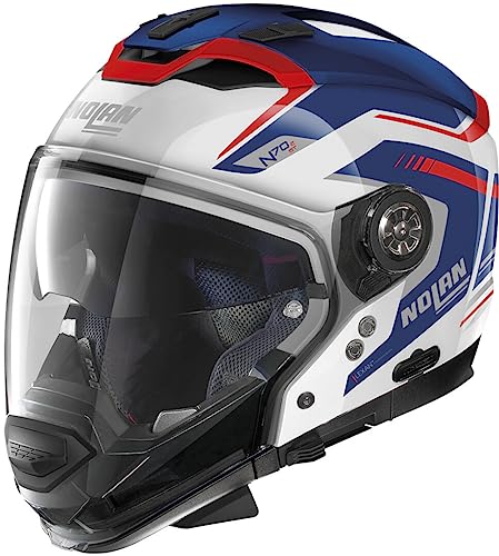 Nolan N70-2 GT Switchback N-Com Endurohelm (weiß/blau/rot), L (59) von Nolan