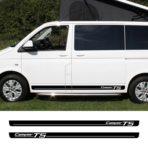 NonWoohdf 2 Stück Seitenschweller-Aufkleber für die Karosserie, Streifen, Grafik-Vinyl-Aufkleber, passend für VW Transporter Camper T5, Auto-Dekor-Zubehör von NonWoohdf