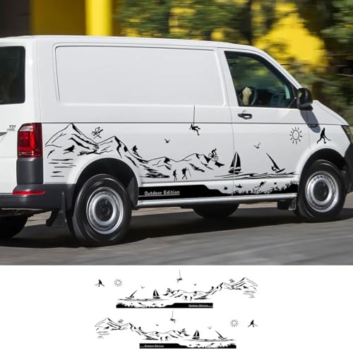 NonWoohdf Van Camper-Aufkleber, Autografiken, Mountain Climb, Camping-Styling-Aufkleber, passend für VW Transporter T6, Auto-Tuning-Zubehör von NonWoohdf