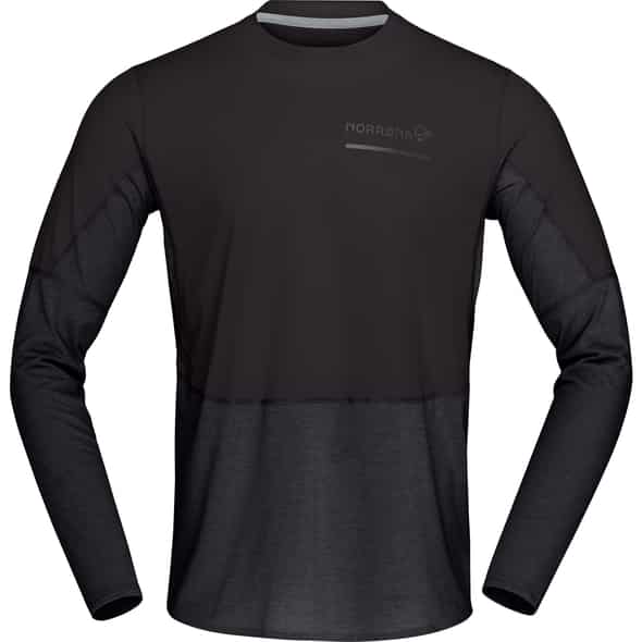 Norröna Senja Equaliser Lightweight Long Sleeve M Herren Laufshirt (Schwarz ) Walkingbekleidung von Norröna