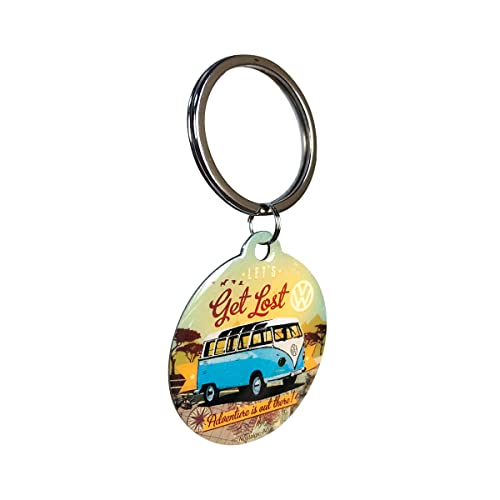 Nostalgic-Art Retro Schlüsselanhänger, Ø 4 cm, VW Bulli – Let's Get Lost – Volkswagen Bus Geschenk-Idee, aus Metall, Vintage Design von Nostalgic-Art