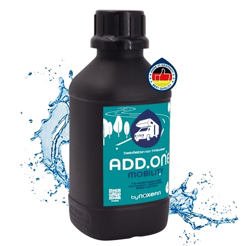 Noxefin ADD.ONE Mobility Wasseraufbereitung + klimafreundliche Trinkwasserdesinfektion 1 Liter f. 300 Liter Wasser für Wohnwagen, Camping, Outdoor und Boote von FOXCUP