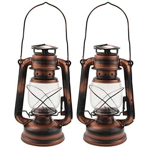 Nozldots 2 Stücke 25 cm Antike Bronze ÖLlaternen (Abdeckung) Nostalgische Tragbare Outdoor Camping Lampe Auslaufsichere Dichtung Outdoor Camping Licht von Nozldots