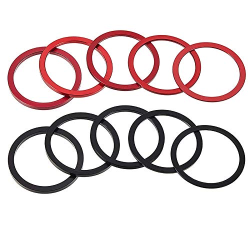 Nsssunnre 10 StüCk Fahrrad 7 8 9 10 11 Gang Kassetten Lenker Rad Naben Abstandshalter 1 Mm 1,5 Mm 2 Mm 2,5 Mm 3 Mm Kurbel Scheibe (Schwarz, Rot) von Nsssunnre