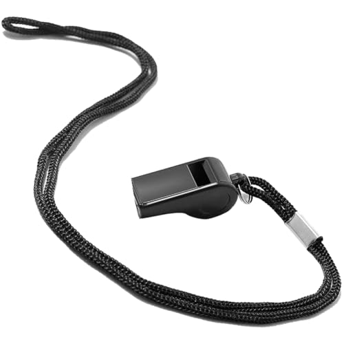 Ntcpefy Extra Laute Sport-Outdoor-Pfeife Aus Schwarzem Kunststoff mit Trageband, Schiedsrichterpfeife Aus Metall für Den Außenbereich von Ntcpefy