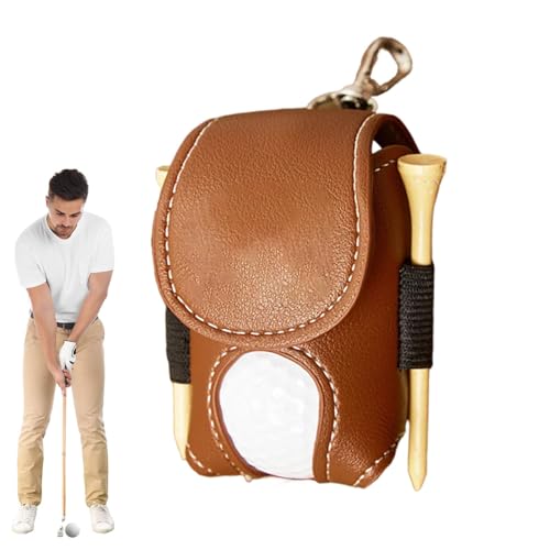 Nuhjytgf Golfball-Tasche, Tee-Halter, Golfball-Halter, Leder-Golf-Aufbewahrungstasche, Golftee-Tasche mit Tragetasche, kompakte Golfballtasche, tragbarer Leder-Golfballhalter für Golfbälle, Golf von Nuhjytgf