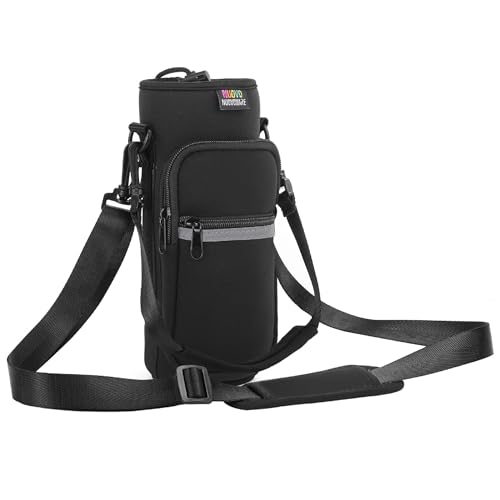 Nuovoware Flaschenhalter Trinkflasche Molle Beutel 25oz/710ml, Isolierte Neopren Kessel mit Schultergurt und Front Reißverschluss Tasche für Wandern Laufen Radfahren Jagd Reisen - Schwarz Nuovoware Flaschenhalter Trinkflasche Molle Beutel 25oz/710ml, Isolierte Neopren Kessel mit Schultergurt und Front Reißverschluss Tasche für Wandern Laufen Radfahren Jagd Reisen - Schwarz von Nuovoware