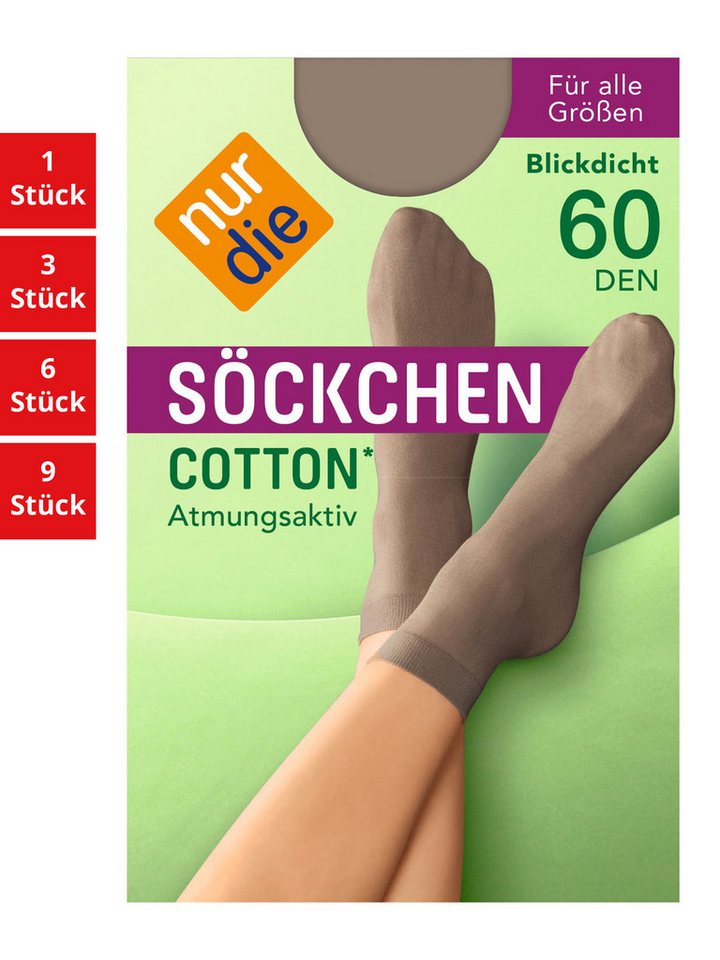 Nur Die Füßlinge Cotton 60 DEN Damen (1er/3er/6er/9er Pack, 3-Paar) sneaker-socken strumpf strümpfe von Nur Die