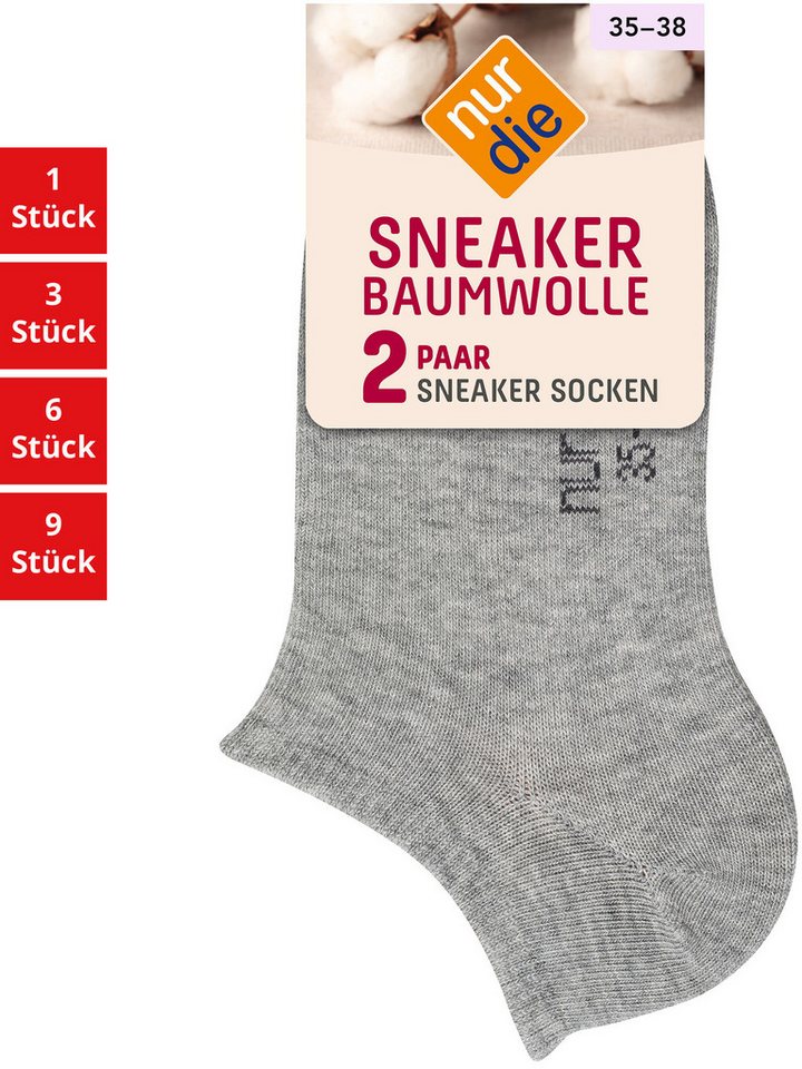 Nur Die Sneakersocken Baumwolle Damen (1er/3er/6er/9er Pack, 2-Paar) Sneaker-socken füsslinge füßlinge von Nur Die