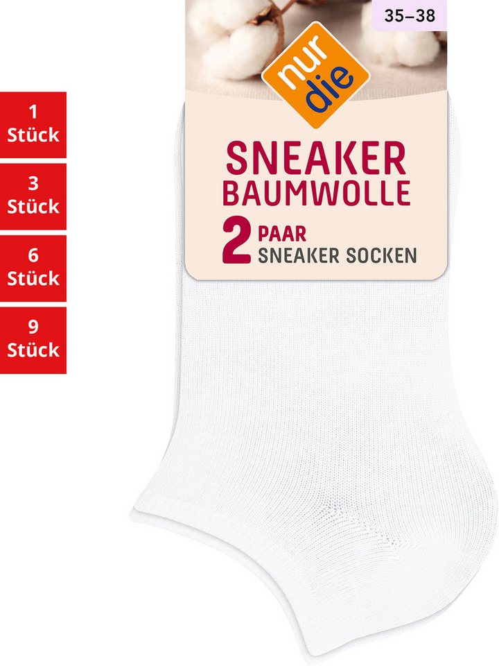Nur Die Sneakersocken Baumwolle Damen (1er/3er/6er/9er Pack, 6-Paar) Sneaker-socken füsslinge füßlinge von Nur Die