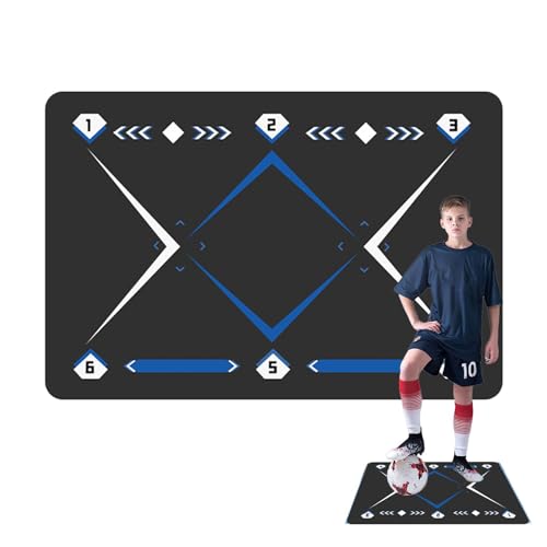 Fußball-Fußschritt-Trainingsmatte, 90 x 60 cm, rutschfest, leise, verbessert Gleichgewicht, Koordination und Kraft von Nuyhgtr
