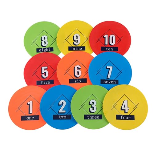 Soccer Practice Markers - Agility Training Floor Dots, 10X Numbered Non-Slip Training Mats, Perfect Football Markers for Sports Drills and Games von Nuyhgtr