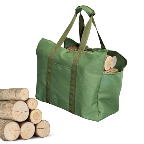 Tragetasche aus, Aufbewahrungstasche für Brennholz, zusammenklappbar, robuste Kaminholztasche, gewachste Leinwand, Transporttasche für Brennholz, tragbarer Kaminholzträger Tragetasche aus, Aufbewahrungstasche für Brennholz, zusammenklappbar, robuste Kaminholztasche, gewachste Leinwand, Transporttasche für Brennholz, tragbarer Kaminholzträger von Nuyhgtr