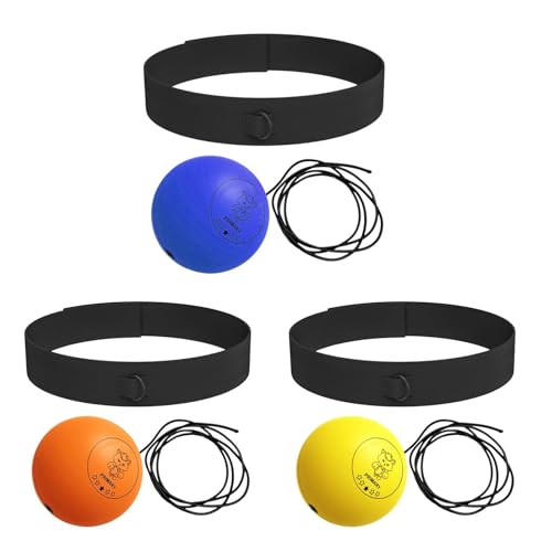 Nybhyjka Box-Reflexball-Stirnband, 3er-Set – Enthält 3 Verschiedene Bälle Und 3 Verstellbare Stirnbänder Zur Verbesserung Der Anfängerfähigkeiten, Tolle Boxausrüstung Für Die Hand-Auge-Koordination von Nybhyjka