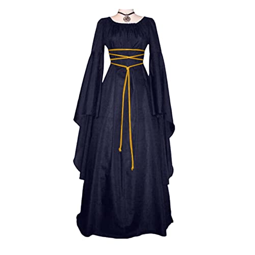Damen Mittelalterliche Kleid Kostüm Mittelalter Kleidung Retro Maxikleid Karneval Große Größen Kostüme von Nyuiuo