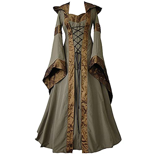 Damen Renaissance Mittelalter Kostüme Kleid Halloween Maxikleid Abendkleider Kleidung Traditionelles Irisches Karneval von Nyuiuo