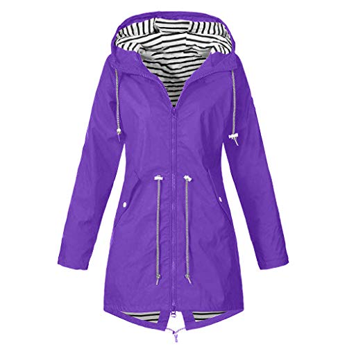 Regenjacke Damen wasserdicht,Regenjacke Damen Leicht Frauen Regenbekleidung Softshelljacke Mit Kapuze Reflektierender Kapuzenjacke Fahrrad Einfarbig Stanzjacke Leichte Gefüttert Atmungsaktive Wi, von Nyuiuo