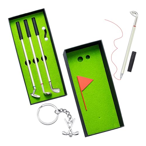 NyxSeat 3 Golfschläger-Stifte, 2 Golfball-Modelle, 1 Wimpel, 1 Schlüsselanhänger, Minigolf-Stiftset, Golf-Neuheit-Geschenkset, Lustige Golftischdekoration (mit Flüssigkeit) von NyxSeat