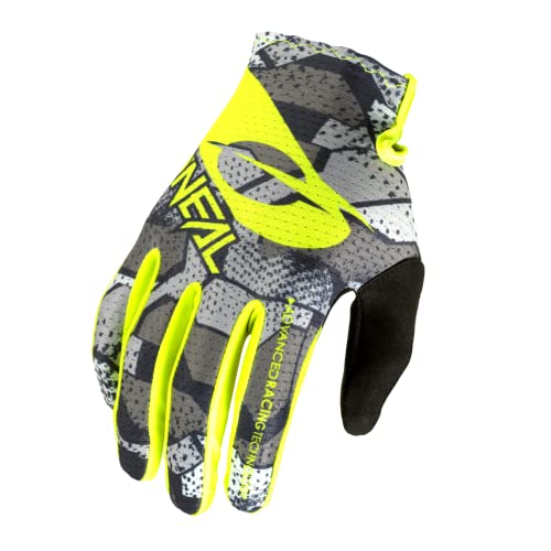 O'NEAL | Fahrrad- & Motocross-Handschuhe | MX MTB DH FR Downhill Freeride | Langlebige, Flexible Materialien, belüftete Handoberseite | Matrix Glove Camo V.22 | Erwachsene | Grau Neon-Gelb | Größe L von O'NEAL