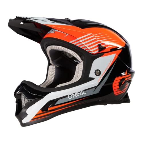 O'NEAL | Motocross-Helm | Kinder | MX Enduro | ABS-Schale, , Lüftungsöffnungen für optimale Belüftung & Kühlung | 1SRS Youth Helmet Stream | Schwarz Orange | Größe M von O'NEAL
