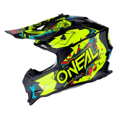 O'NEAL | Motocross-Helm | Kinder | MX Enduro | ABS-Schale, Lüftungsöffnungen für optimale Belüftung & Kühlung | 2SRS Helmet Villian Youth | Neon-Gelb | Größe M von O'NEAL