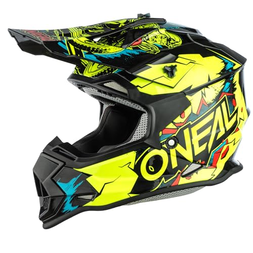 O'NEAL | Motocross-Helm | Kinder | MX Enduro | ABS-Schale, Lüftungsöffnungen für optimale Belüftung & Kühlung | 2SRS Helmet Villian Youth | Neon-Gelb | Größe M von O'NEAL