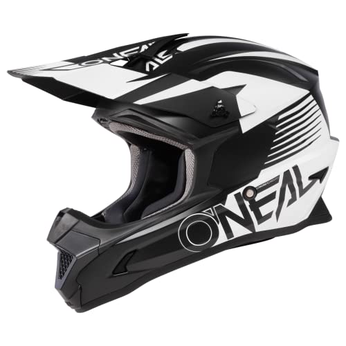 O'NEAL | Motocross-Helm | MX Enduro | ABS-Schale, Konfort-Innenfutter, Lüftungsöffnungen für optimale Belüftung & Kühlung | 1SRS Helmet STREAM V.23 | Erwachsene | Schwarz Weiß | Größe S (55/56 cm) von O'NEAL