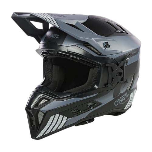 O'NEAL | Motocross-Helm | MX Enduro | ABS-Schale, Konfort-Innenfutter, Lüftungsöffnungen für optimale Belüftung & Kühlung | EX-SRS Helmet Hitch V.24 | Erwachsene | Schwarz Grau | Größe M von O'NEAL
