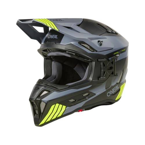 O'NEAL | Motocross-Helm | MX Enduro | ABS-Schale, Konfort-Innenfutter, Lüftungsöffnungen für optimale Belüftung & Kühlung | EX-SRS Helmet Hitch V.24 | Erwachsene | Schwarz Grau Neon Gelb | Größe L von O'NEAL