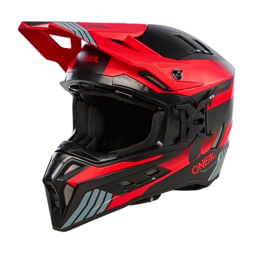 O'NEAL | Motocross-Helm | MX Enduro | ABS-Schale, Konfort-Innenfutter, Lüftungsöffnungen für optimale Belüftung & Kühlung | EX-SRS Helmet HITCH V.24 | Erwachsene | Schwarz Grau Rot | Größe S von O'NEAL