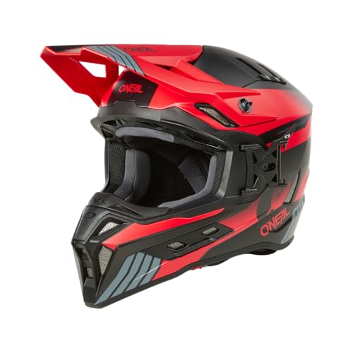 O'NEAL | Motocross-Helm | MX Enduro | ABS-Schale, Konfort-Innenfutter, Lüftungsöffnungen für optimale Belüftung & Kühlung | EX-SRS Helmet Hitch V.24 | Erwachsene | Schwarz Grau Rot | Größe XXL von O'NEAL