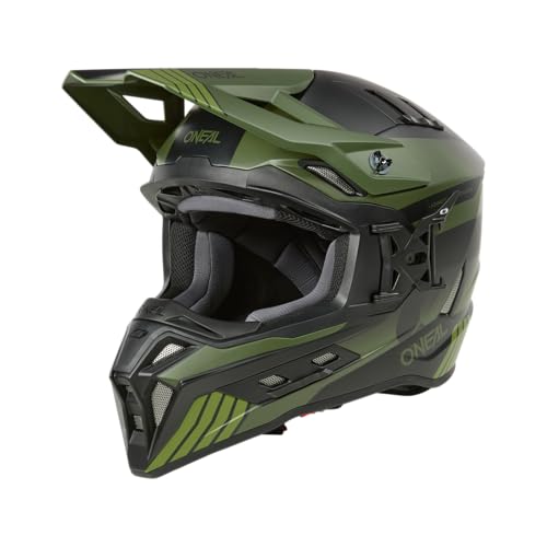 O'NEAL | Motocross-Helm | MX Enduro | ABS-Schale, Konfort-Innenfutter, Lüftungsöffnungen für optimale Belüftung & Kühlung | EX-SRS Helmet Hitch V.24 | Erwachsene | Schwarz Olive | Größe S von O'NEAL