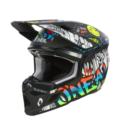 O'NEAL | Motocross-Helm | MX Enduro | ABS-Schale, Lüftungsöffnungen für optimale Kühlung | 3SRS Youth Helmet Rancid V.24 | Jugendliche | Schwarz Weiß | Größe M von O'NEAL