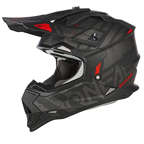 O'NEAL | Motocross-Helm | MX Enduro | ABS-Schale, Lüftungsöffnungen für optimale Kühlung | 2SRS Helmet Glitch V.23 | Erwachsene | Schwarz Grau | Größe L (59/60 cm) von O'NEAL