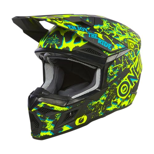 O'NEAL | Motocross-Helm | MX Enduro | ABS-Schale, Lüftungsöffnungen für optimale Kühlung | 3SRS Helmet Assault V.24 | Erwachsene | Schwarz Neon Gelb | Größe XS von O'NEAL