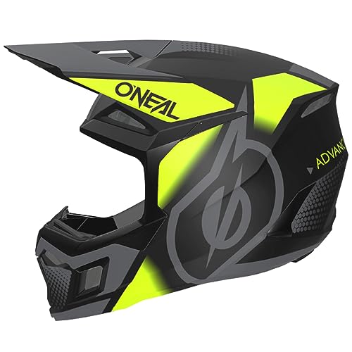 O'NEAL | Motocross-Helm | MX Enduro | ABS-Schale, Lüftungsöffnungen für optimale Kühlung | 3SRS Helmet Vision V.24 | Erwachsene | Schwarz Neon Gelb Grau | Größe S von O'NEAL
