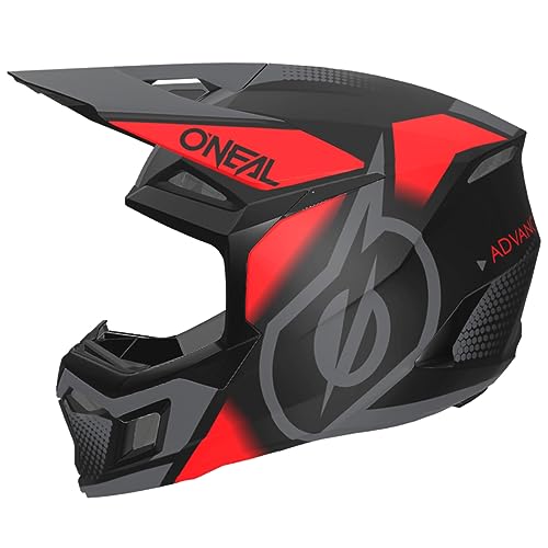 O'NEAL | Motocross-Helm | MX Enduro | ABS-Schale, Lüftungsöffnungen für optimale Kühlung | 3SRS Helmet Vision V.24 | Erwachsene | Schwarz Rot Grau | Größe L von O'NEAL
