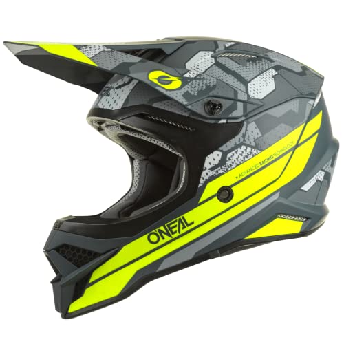 O'NEAL | Motocross-Helm | MX Enduro Motorrad | ABS-Schale, , Lüftungsöffnungen für optimale Belüftung & Kühlung | 3SRS Helmet Camo V.22 | Erwachsene | Grau Neon-Gelb | XXL von O'NEAL