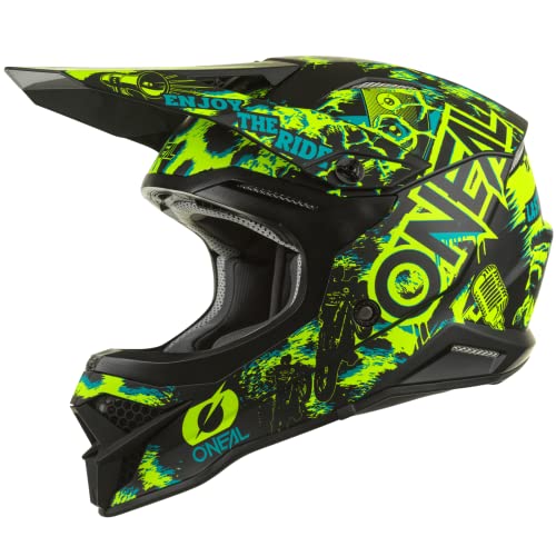 O'NEAL | Motocross-Helm | MX Enduro Motorrad | ABS-Schale, Sicherheitsnorm ECE 2205, Lüftungsöffnungen für optimale Belüftung & Kühlung | 3SRS Helmet Assault V.22 | Erwachsene | Schwarz Neon-Gelb | L von O'NEAL