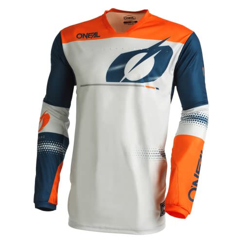 O'NEAL | Motocross-Shirt Langarm | MX MTB Mountainbike | Leichte Materialien, Lasergeschnittene Belüftungslöcher, Ergonomischer Schnitt | Hardwear Jersey Haze V.22 | Erwachsene | Blau Orange | L von O'NEAL