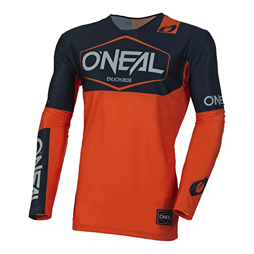 O'NEAL | Motocross-Shirt Langarm | MX MTB Mountainbike | Leichtes Material, ergonomischer Slim Fit Schnitt für perfekte Passform | Mayhem Jersey Hexx V.24 | Erwachsene | Blau Orange | Größe L von O'NEAL