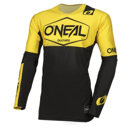 O'NEAL | Motocross-Shirt Langarm | MX MTB Mountainbike | Leichtes Material, ergonomischer Slim Fit Schnitt für perfekte Passform | Mayhem Jersey Hexx V.24 | Erwachsene | Gelb Schwarz | Größe S von O'NEAL