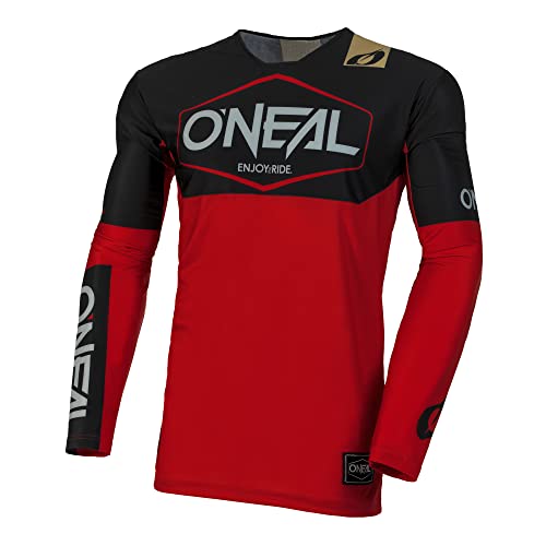 O'NEAL | Motocross-Shirt Langarm | MX MTB Mountainbike | Leichtes Material, ergonomischer Slim Fit Schnitt für perfekte Passform | Mayhem Jersey Hexx V.24 | Erwachsene | Rot Schwarz | Größe M von O'NEAL