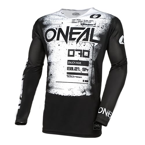 O'NEAL | Motocross-Shirt langarm | MX MTB Mountainbike | Leichtes Material, ergonomischer Slim Fit Schnitt für perfekte Passform | Mayhem Jersey Scarz V.24 | Erwachsene | Schwarz Weiß | Größe L von O'NEAL
