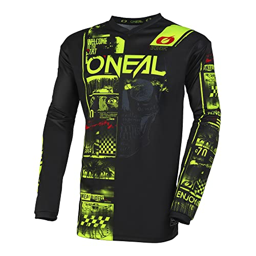 O'NEAL | Motocross-Shirt Langarm | MX MTB Mountainbike | Passform für Maximale Bewegungsfreiheit, Eingenähter Ellbogenschutz | Element Jersey Attack V.23 | Erwachsene | Schwarz Neon-Gelb | Größe S von O'NEAL