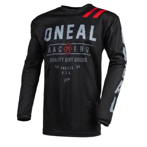 O'NEAL | Motocross-Trikot | Enduro MX | Atmungsaktives Material, ergonomischem Schnitt, Passform für maximale Bewegungsfreiheit | Element Jersey Dirt | Erwachsene | Schwarz Grau | Größe M von O'NEAL