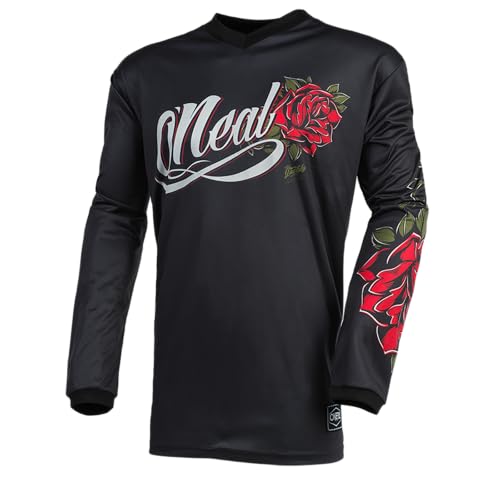 O'NEAL | Motocross-Trikot | Enduro MX | Atmungsaktives Material, gepolsterter Ellenbogenschutz, Damenspezifischer Schnitt | Element Women's Jersey Roses | Frauen | Schwarz Rot | Größe XL von O'NEAL