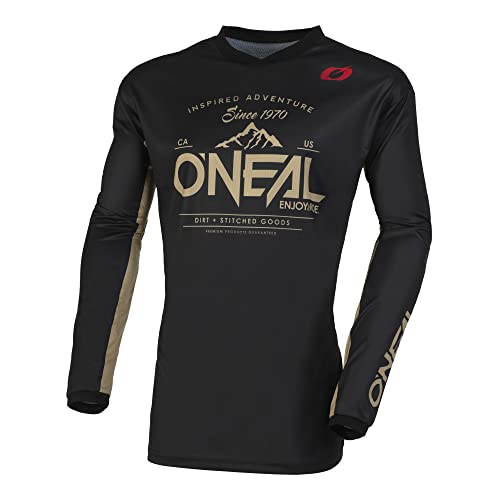 O'NEAL | Motocross-Trikot | Enduro MX | Atmungsaktives Material, gepolsterter Ellenbogenschutz, Passform für maximale Bewegungsfreiheit | Element Jersey Dirt V.23 | Erwachsene | Schwarz Sand | S von O'NEAL