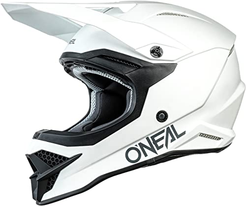 O'NEAL | Motorrad-Helm | Motocross Enduro |Schale aus ABS, Lüftungsöffnungen für optimale Belüftung & Kühlung | 3SRS Helmet Solid | Erwachsene | Weiß | Größe S von O'NEAL